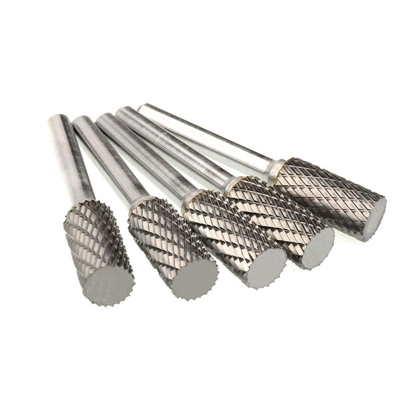 KOTVTM Tungsten Carbide Burr Set SA-5 Double Cut Rotary Burr File(1/2â€ cutter Dia X 1â€Cutter Length) with 1/4'' Shank for Die Grinder Drill Bits (Pack of 5)â€¦ - Image 1